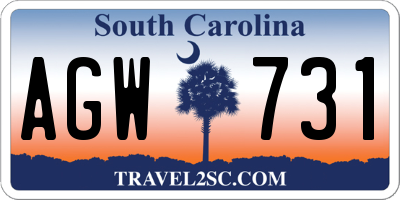 SC license plate AGW731