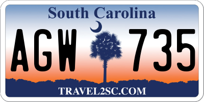 SC license plate AGW735
