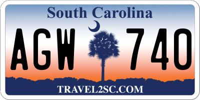SC license plate AGW740