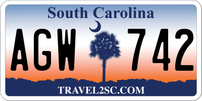 SC license plate AGW742