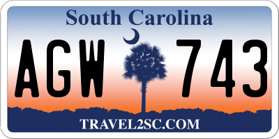 SC license plate AGW743