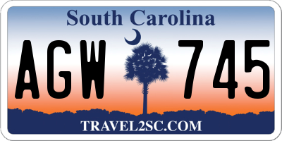 SC license plate AGW745