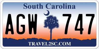 SC license plate AGW747