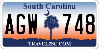 SC license plate AGW748