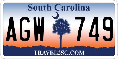 SC license plate AGW749