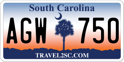SC license plate AGW750