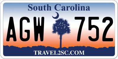 SC license plate AGW752