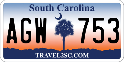 SC license plate AGW753