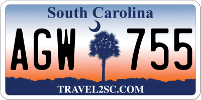 SC license plate AGW755