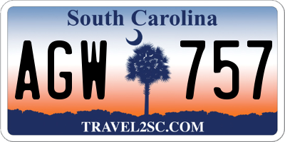 SC license plate AGW757