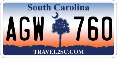 SC license plate AGW760