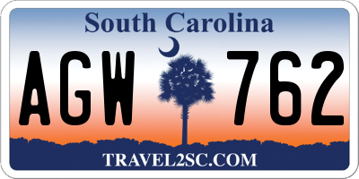 SC license plate AGW762