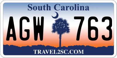 SC license plate AGW763