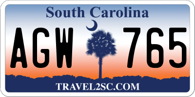 SC license plate AGW765
