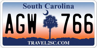 SC license plate AGW766
