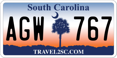 SC license plate AGW767