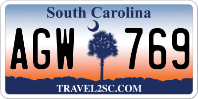 SC license plate AGW769