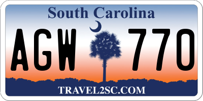 SC license plate AGW770