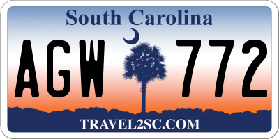 SC license plate AGW772