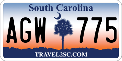 SC license plate AGW775