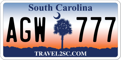 SC license plate AGW777