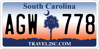 SC license plate AGW778