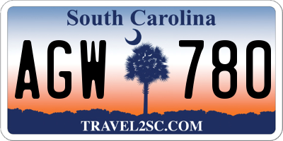 SC license plate AGW780