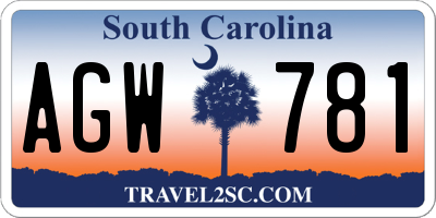 SC license plate AGW781