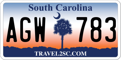 SC license plate AGW783