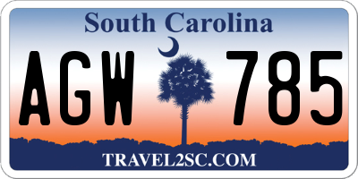 SC license plate AGW785