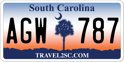 SC license plate AGW787