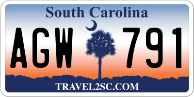 SC license plate AGW791