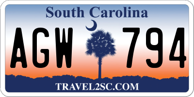 SC license plate AGW794