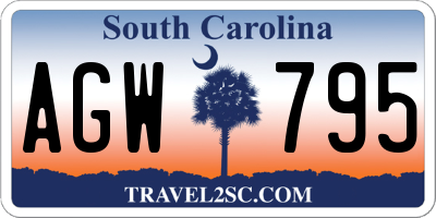 SC license plate AGW795