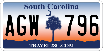 SC license plate AGW796