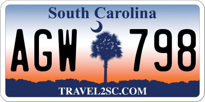 SC license plate AGW798
