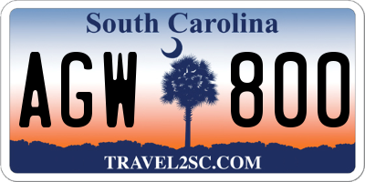 SC license plate AGW800
