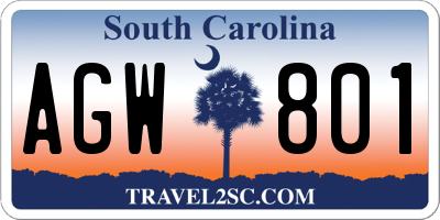 SC license plate AGW801