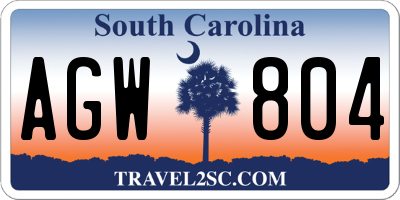 SC license plate AGW804