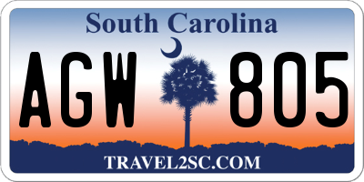 SC license plate AGW805