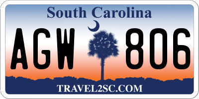 SC license plate AGW806