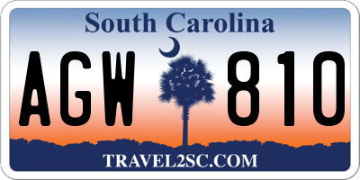 SC license plate AGW810