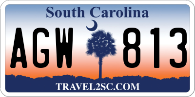 SC license plate AGW813