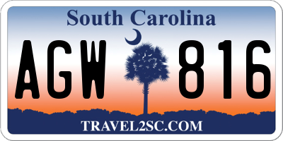 SC license plate AGW816