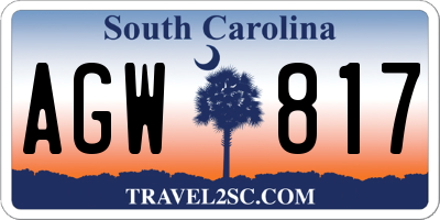 SC license plate AGW817