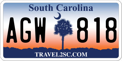 SC license plate AGW818