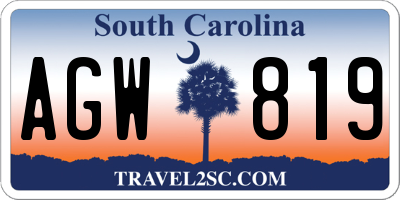 SC license plate AGW819