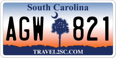 SC license plate AGW821