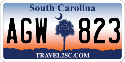SC license plate AGW823