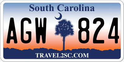 SC license plate AGW824